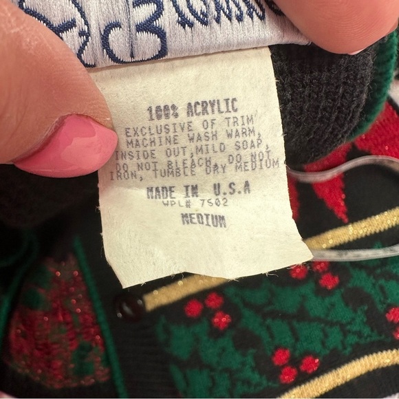Vintage JJ Browne candy cane christmas Cardigan Sweater vest sz medium holiday - Picture 7 of 7